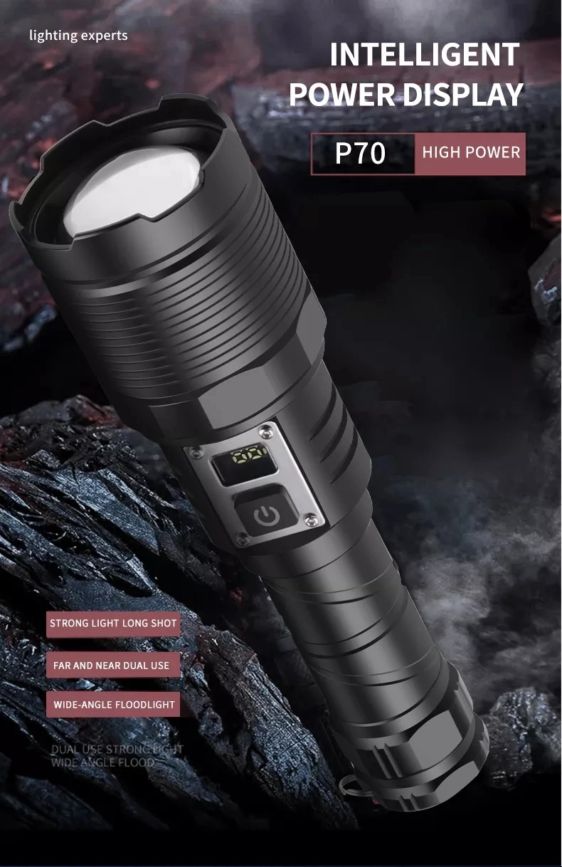 30W Rechargeable Flashlight 1500m Bright 1800 Lumens Xhp70 Powerful USB Tactical LED Flashlight
