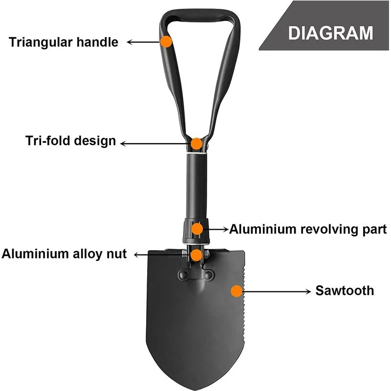 Multifunctional Outdoor Adventure Gear Folding Portable Shovel Car Tool Fishing and Planting Spade