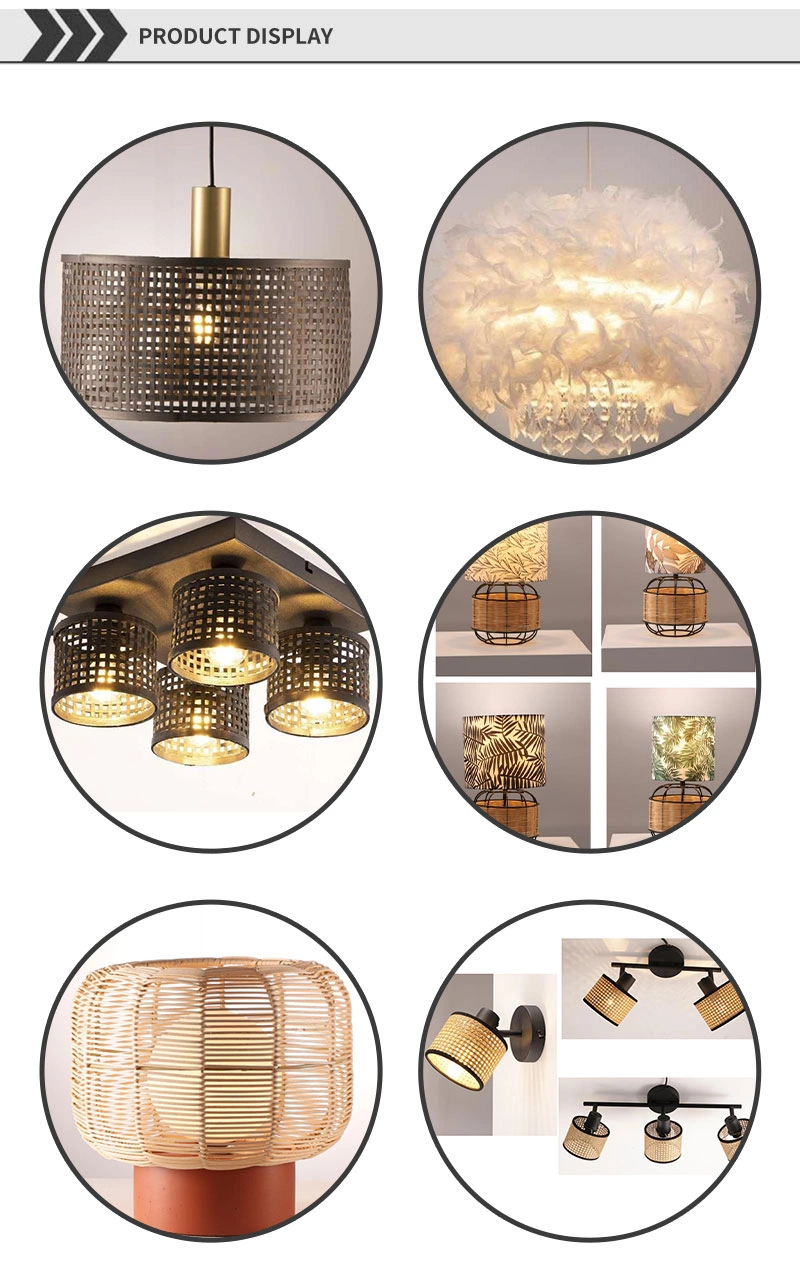 Rattan or Bamboo Lamp Shade Covers Rectangular&Cone Shape Cloth Lampshade E27 E14 Lighting Accessories