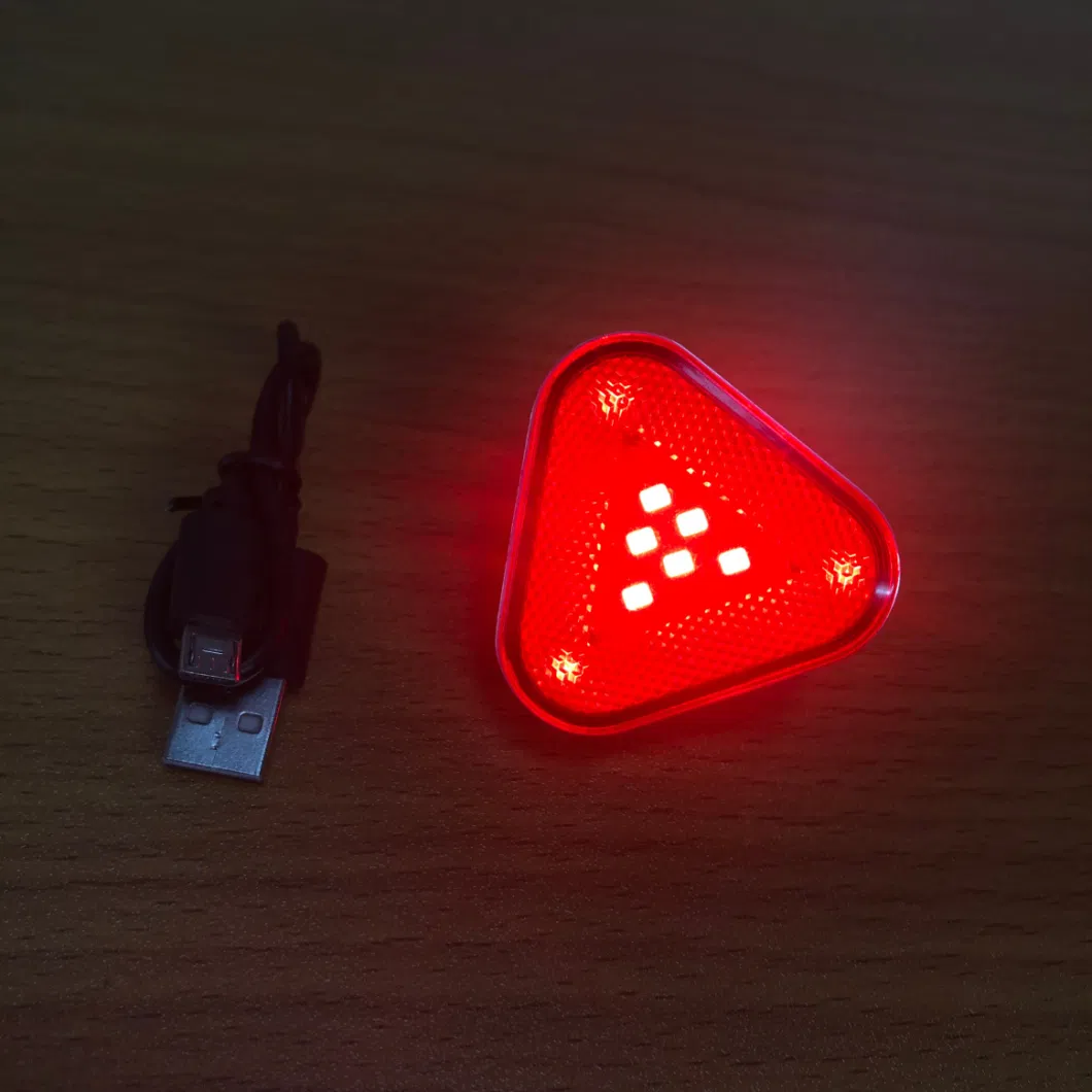 Triangle Shape 6PCS SMD Battery Operated Bicycle Taillight 2*Cr2032 Road Mountain Bicycle Front Lamp 3 Flash Modes Outdoor Camping Bike Rear Light