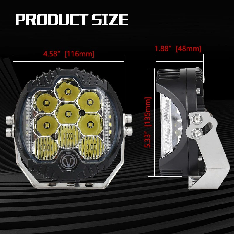 5inch White Yellow Amber Driving Fog Offroad Bumper Dual Side Shooter LED Work Light for Truck