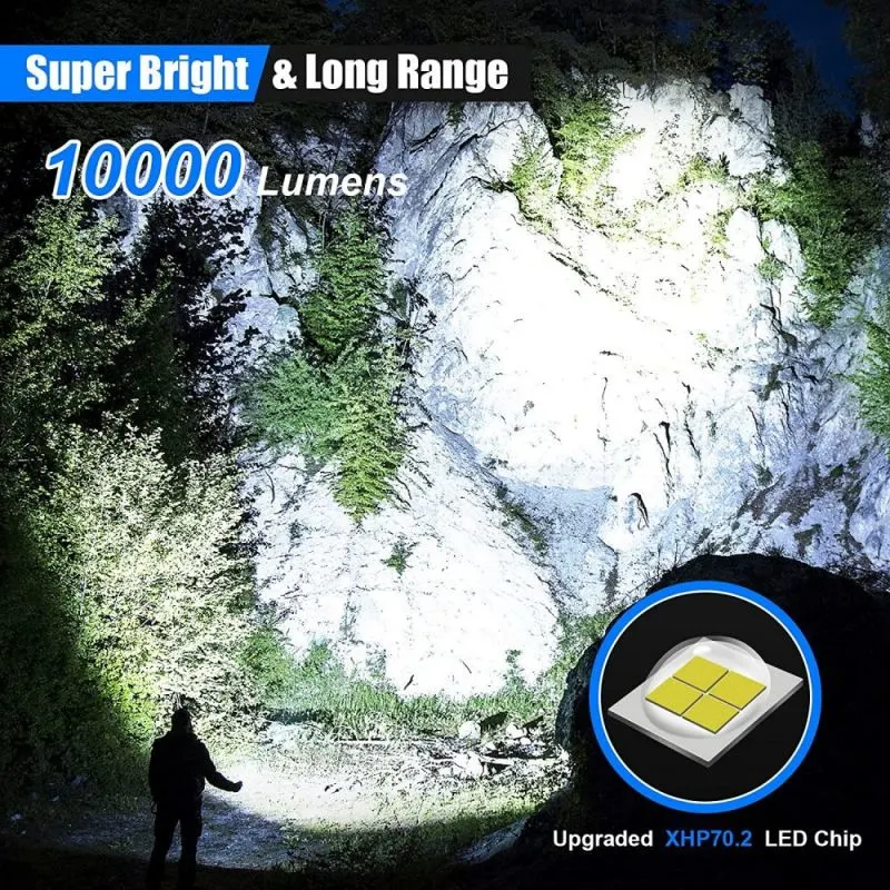 Long-Range High-Power Xhp70 90 Tactical LED Flashlight