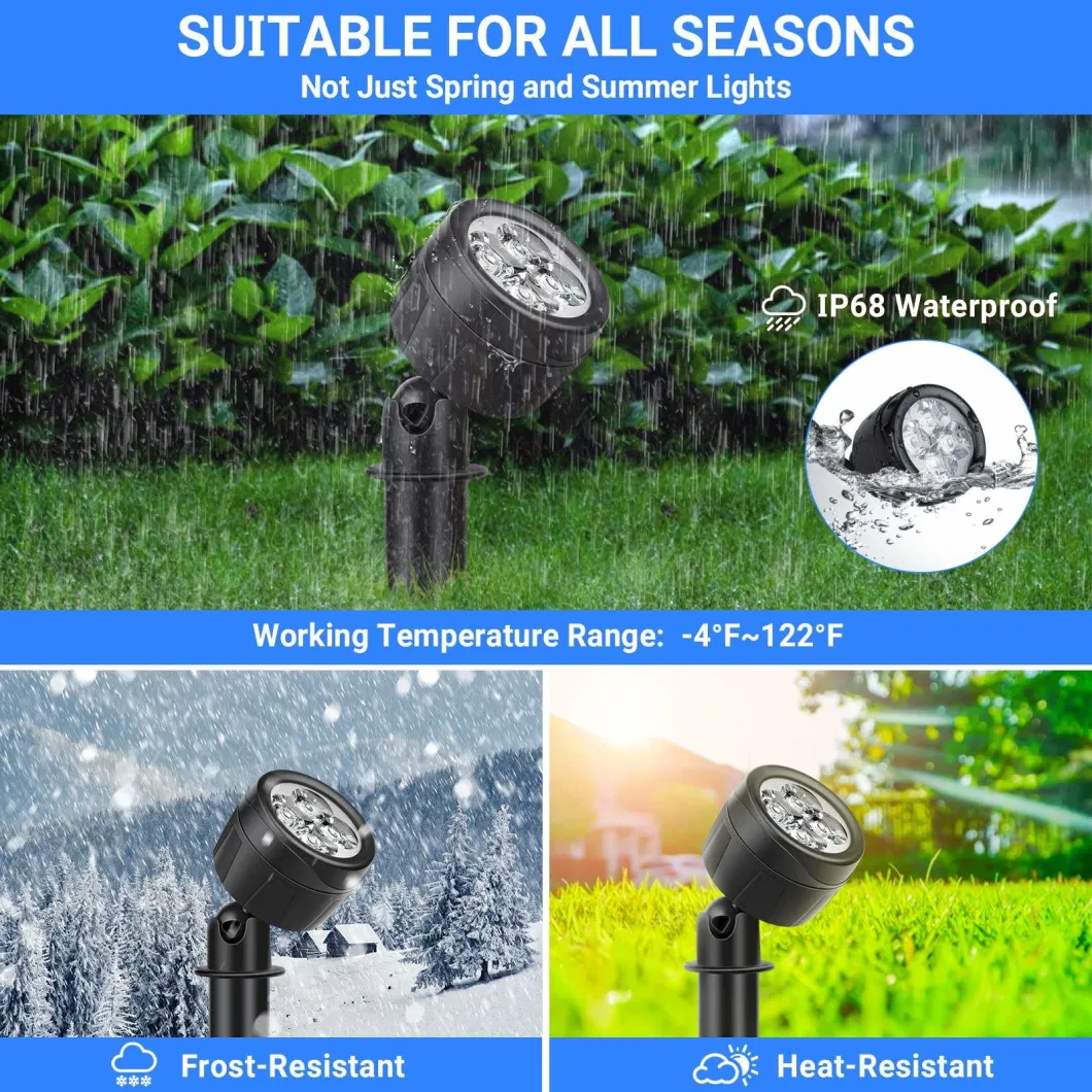 IP68 Waterproof 360 Degree Adjustable Lighting for Yard Outdoor LED Spotlights Auto on/off 12W Color Changing Landscaping Lights