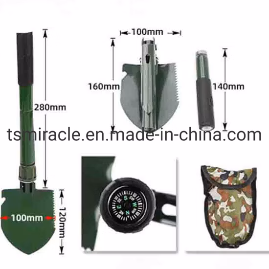 Multifunction Folding Shovel with Carrying Pouch Multi Purpose Tactical Trench Shovel Survival Steel Spade