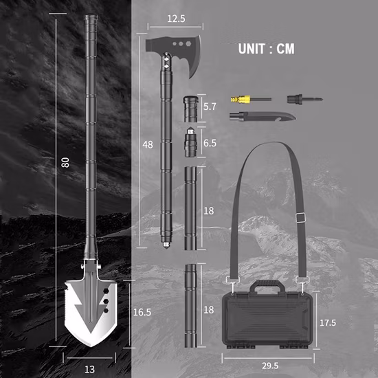 Custom Outdoor Camping Hiking Survival Shovel Folding Multifunction Tactical Shovel Multitool Outdoor Camp Shovel