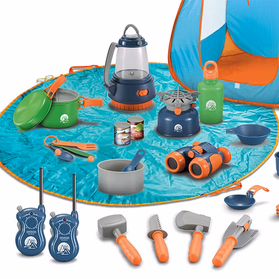 Children Outdoor Tent Set Pretend Play with Tool Toy Kids Adventure Camping Toys
