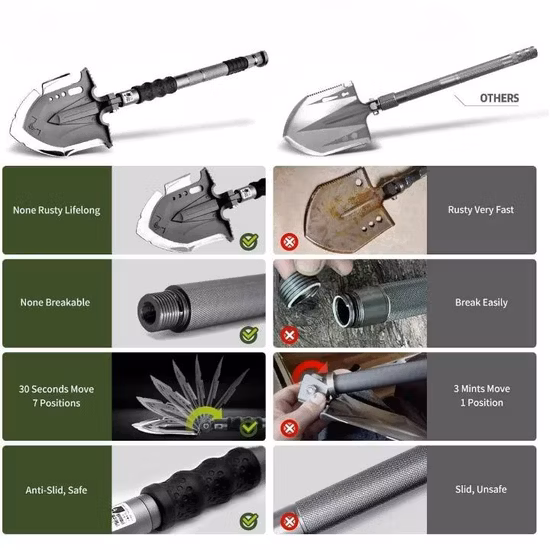 Tactical Adjustable Folding Multifunction Entrenching Tool Camping Digging Ordnance Shovel