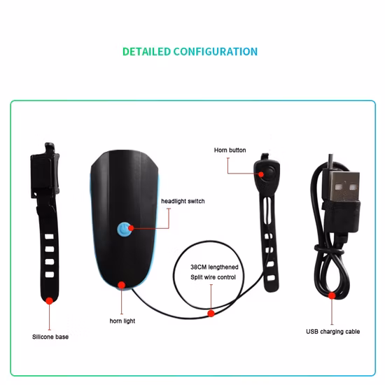 2 in 1 LED Bike Light with Electric Bell Trembler Buzzers Horn Switch Cycling Bicycle Lamp, Cycling Headlights Wyz14473